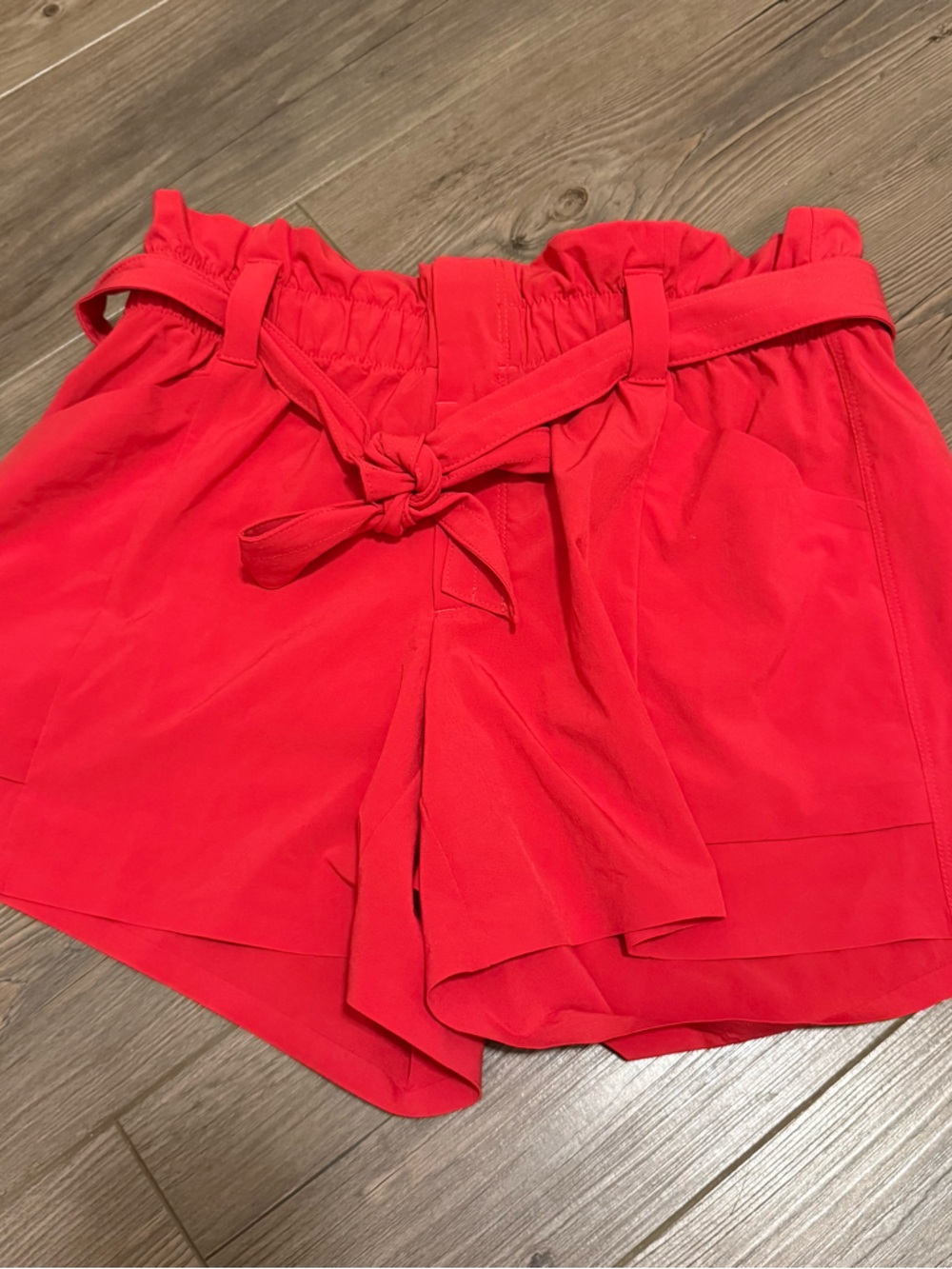 Athleta Red Belted Paperbag Shorts Size 2